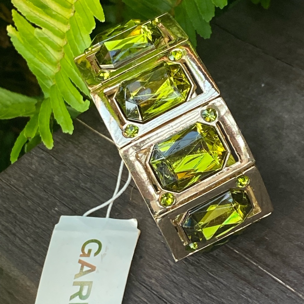 Statement Bracelet in Gold Colour w/ light green